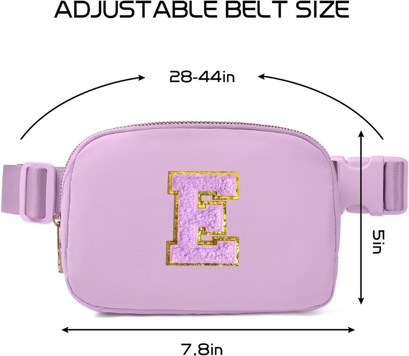 Gitus Gifts for 8 9 10 11 12 Year Old Girls Belt Bag Fanny Pack Crossbody Bags with Initial Letter Patch Cute Stuff Birthday Gifts for Teen Girls Women Personalized Trend Stuff (Lavender-E) - Image 3